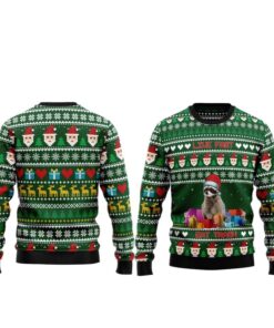 Alternative view of 2025 Christmas Raccoon Live Fast Eat Trash Ugly Christmas Sweater 