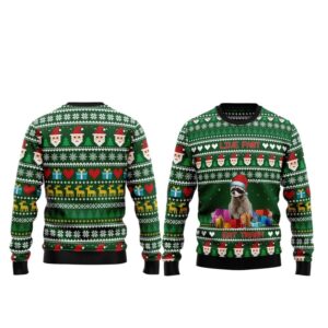 Alternative view of 2025 Christmas Raccoon Live Fast Eat Trash Ugly Christmas Sweater - Grishko.com