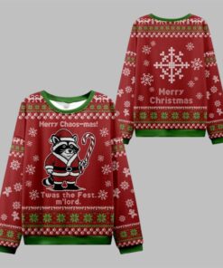 2025 Christmas Raccoon Samurai Ugly Sweater 