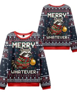 Alternative view of 2025 Christmas Raccoon With A Lamp Ugly Sweater 