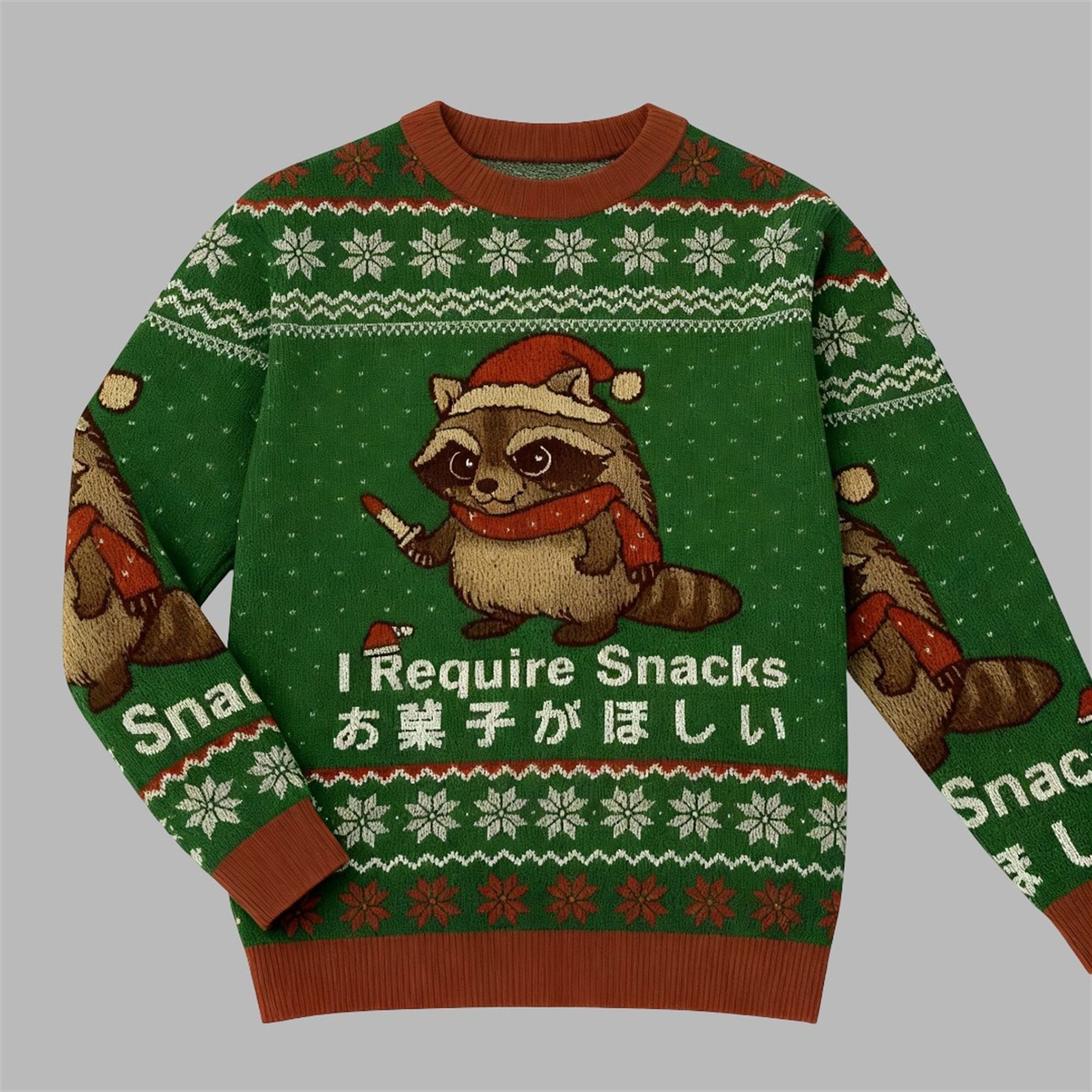 2025 Christmas Raccoons Need Snacks Funny Ugly Sweater - Grishko.com