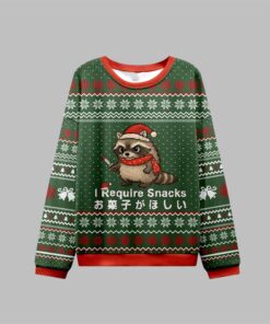 Alternative view of 2025 Christmas Raccoons Need Snacks Ugly Sweater 