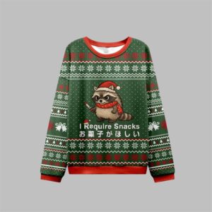 Alternative view of 2025 Christmas Raccoons Need Snacks Ugly Sweater - Grishko.com