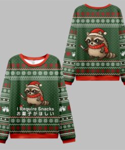 2025 Christmas Raccoons Need Snacks Ugly Sweater 