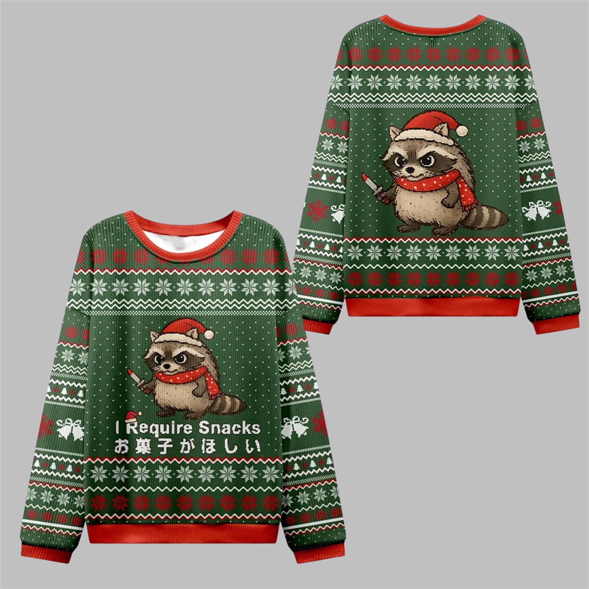 2025 Christmas Raccoons Need Snacks Ugly Sweater - Grishko.com