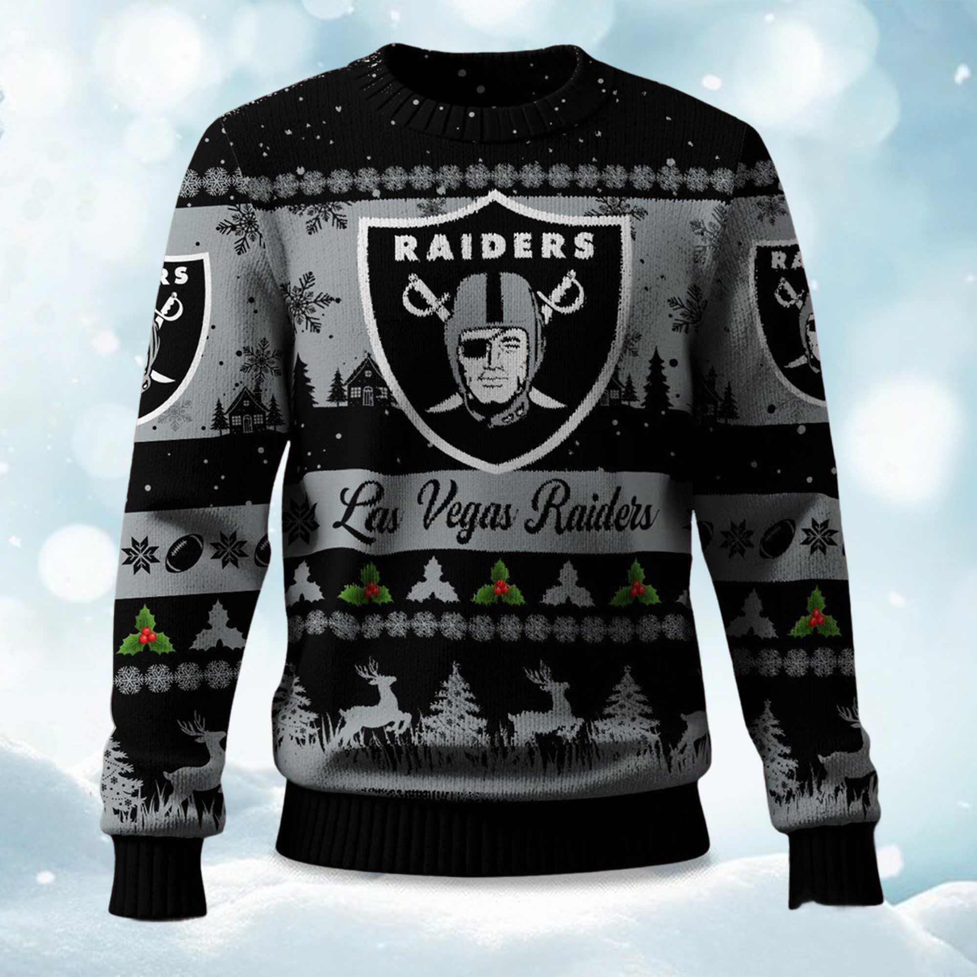 2025 Christmas Raiders Festive Reindeer & Tree Ugly Sweater