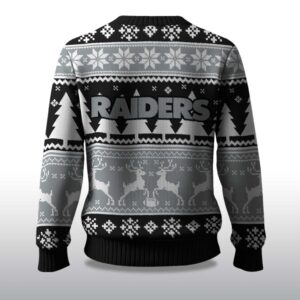 Alternative view of 2025 Christmas Raiders Reindeer Football Ugly Sweater