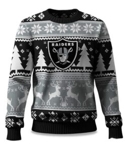 2025 Christmas Raiders Reindeer Football Ugly Sweater