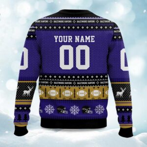 Alternative view of 2025 Christmas Ravens Personalized Ugly Sweater
