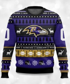 2025 Christmas Ravens Personalized Ugly Sweater