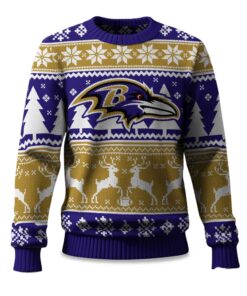 2025 Christmas Ravens Reindeer Football Ugly Sweater