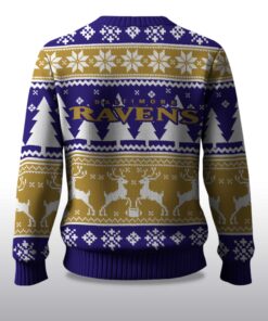 Alternative view of 2025 Christmas Ravens Reindeer Football Ugly Sweater