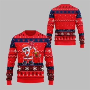2025 Christmas Red Sox Dabbing Santa Ugly Sweater - Grishko.com