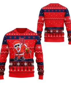 Alternative view of 2025 Christmas Red Sox Dabbing Santa Ugly Sweater 