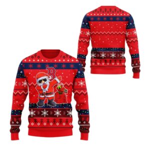 Alternative view of 2025 Christmas Red Sox Dabbing Santa Ugly Sweater - Grishko.com