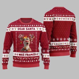 2025 Christmas Reindeer Dear Santa I Was Framed Ugly Christmas Sweater - Grishko.com