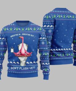 2025 Christmas Ridiculous Flamingo Toilet Yoga Ugly Christmas Sweater 
