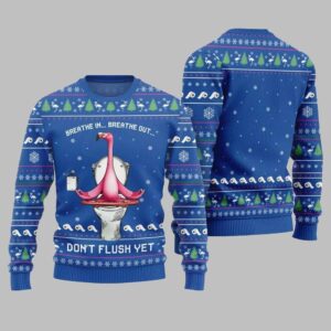 2025 Christmas Ridiculous Flamingo Toilet Yoga Ugly Christmas Sweater - Grishko.com