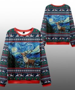 2025 Christmas Rudolph Under The Starry Night Ugly Sweater 
