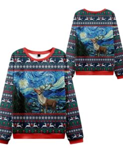 Alternative view of 2025 Christmas Rudolph Under The Starry Night Ugly Sweater 