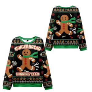Alternative view of 2025 Christmas Running Gingerbread Man Ugly Sweater - Grishko.com
