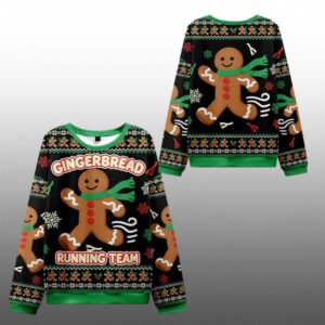 2025 Christmas Running Gingerbread Man Ugly Sweater - Grishko.com