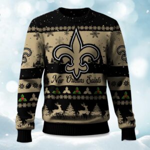 2025 Christmas Saints Festive Reindeer & Tree Ugly Sweater