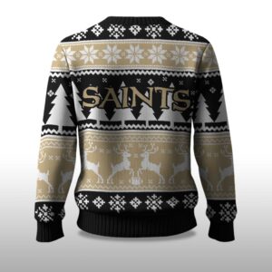 Alternative view of 2025 Christmas Saints Reindeer Football Ugly Sweater