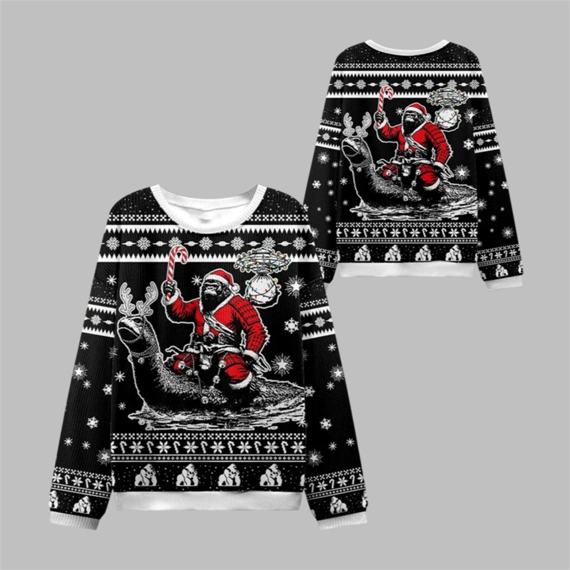 2025 Christmas Samurai Bigfoot Ugly Sweater - Grishko.com