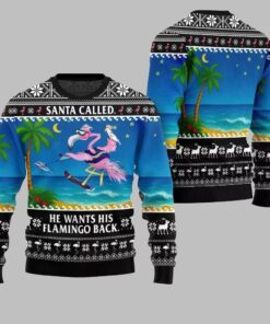 Alternative view of 2025 Christmas Santa Called He Wants His Flamingo Back Ugly Christmas Sweater 