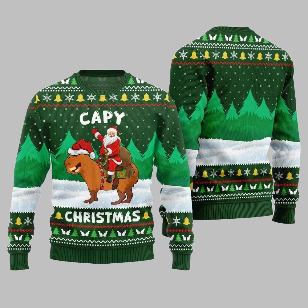 2025 Christmas Santa Capy Ugly Christmas Sweater - Image 3