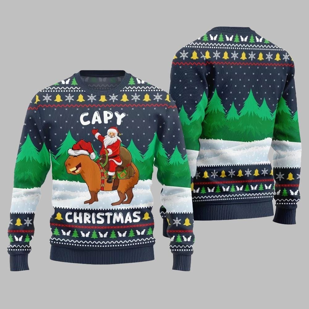 2025 Christmas Santa Capy Ugly Christmas Sweater - Image 4