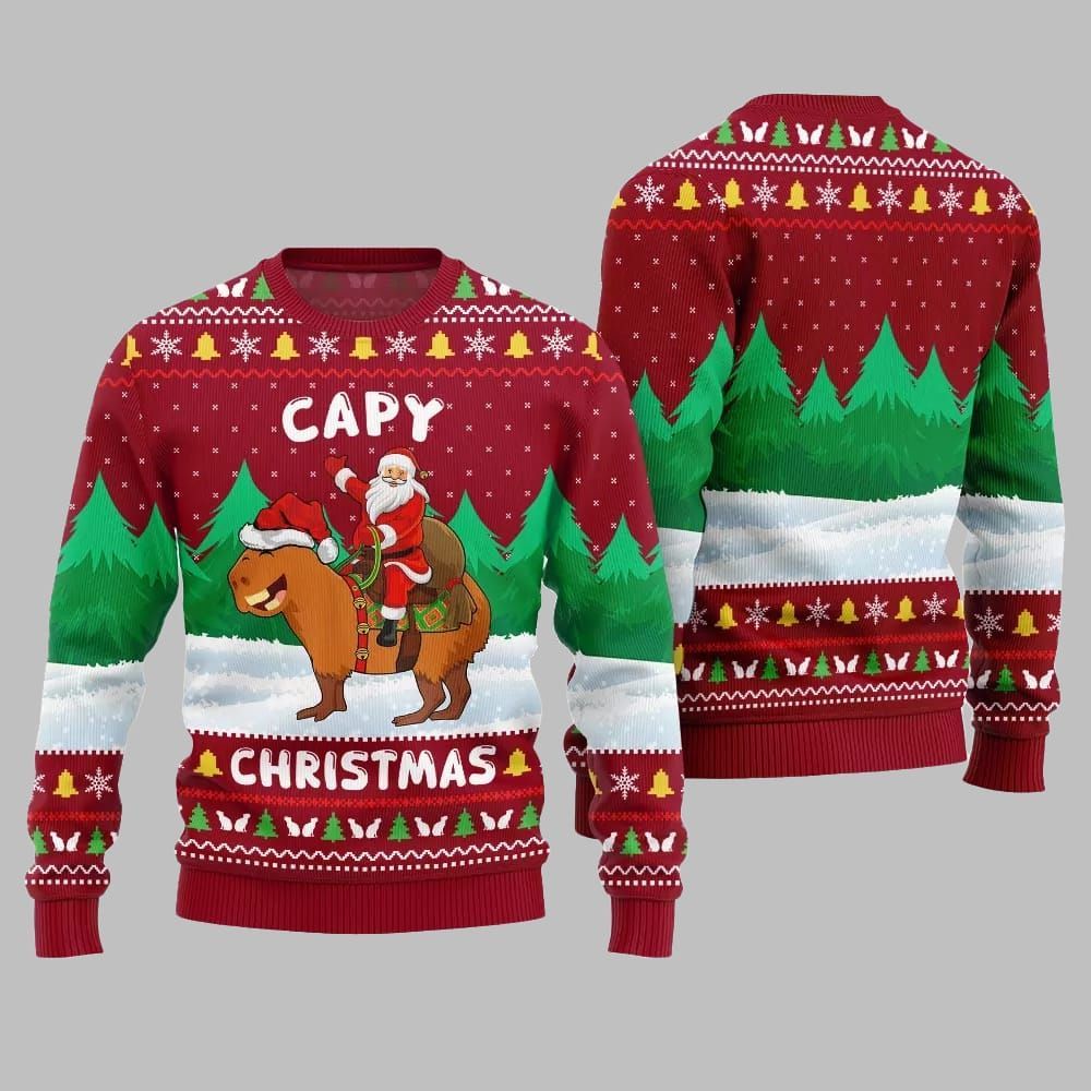 2025 Christmas Santa Capy Ugly Christmas Sweater - Image 5