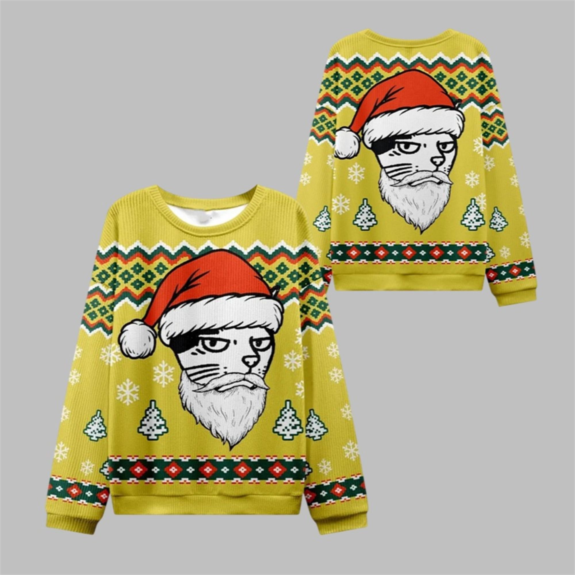 2025 Christmas Santa Cat Ugly Christmas Sweater - Grishko.com