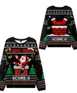 Alternative view of 2025 Christmas Santa Claus Fell Into The Chimney Ugly Sweater 