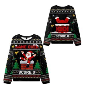 Alternative view of 2025 Christmas Santa Claus Fell Into The Chimney Ugly Sweater - Grishko.com