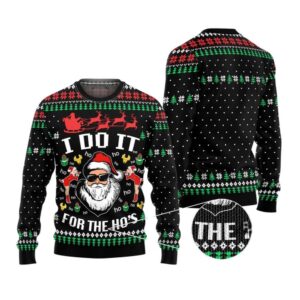 Alternative view of 2025 Christmas Santa Claus I Do It For The Ho's Ugly Christmas Sweater - Grishko.com
