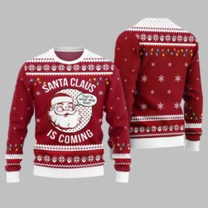 Alternative view of 2025 Christmas Santa Claus Is Coming Ugly Christmas Sweater - Grishko.com