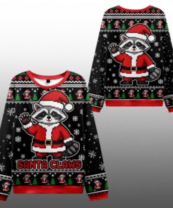 2025 Christmas Santa Claus Raccoon Ugly Sweater 