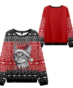 Alternative view of 2025 Christmas Santa Claws Cat Ugly Sweater 