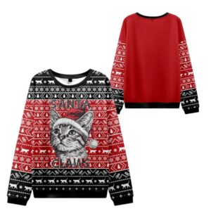 Alternative view of 2025 Christmas Santa Claws Cat Ugly Sweater - Grishko.com