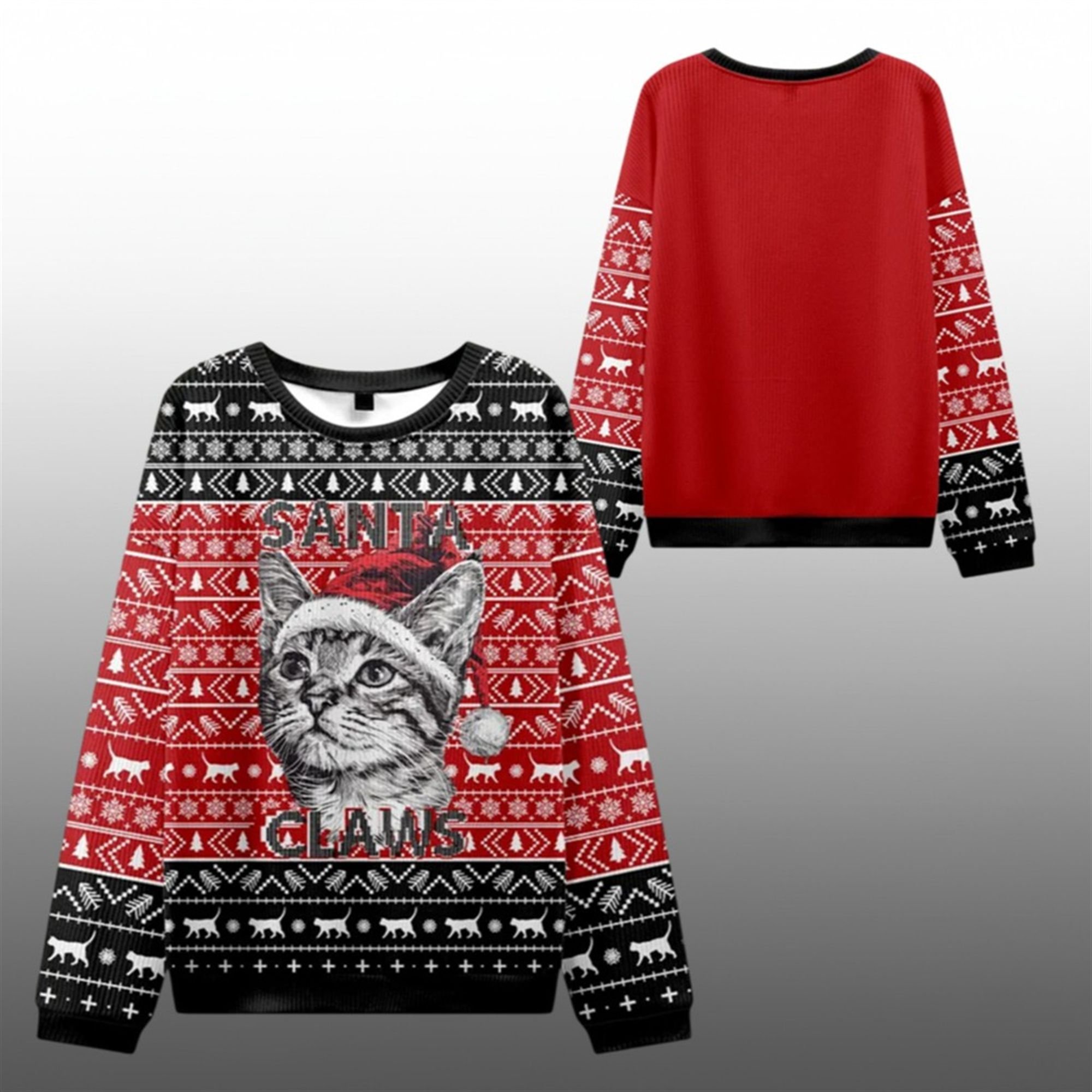 2025 Christmas Santa Claws Cat Ugly Sweater - Grishko.com