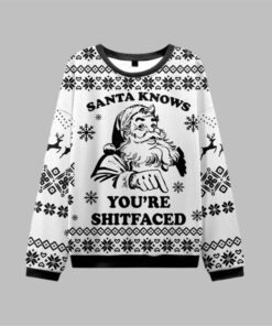 2025 Christmas Santa Knows You're Shitfaced Ugly Sweater 