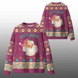 2025 Christmas Santa Let's Read Ugly Sweater - Grishko.com