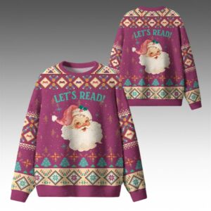Alternative view of 2025 Christmas Santa Let's Read Ugly Sweater - Grishko.com