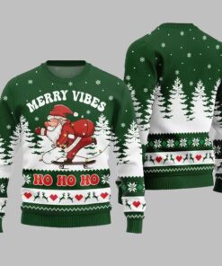 Alternative view of 2025 Christmas Santa Merry Vibes Ho Ho Ho Ugly Christmas Sweater 