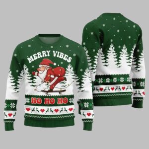 Alternative view of 2025 Christmas Santa Merry Vibes Ho Ho Ho Ugly Christmas Sweater - Grishko.com