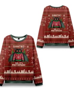 Alternative view of 2025 Christmas Santa No It is Mothman Ugly Sweater 