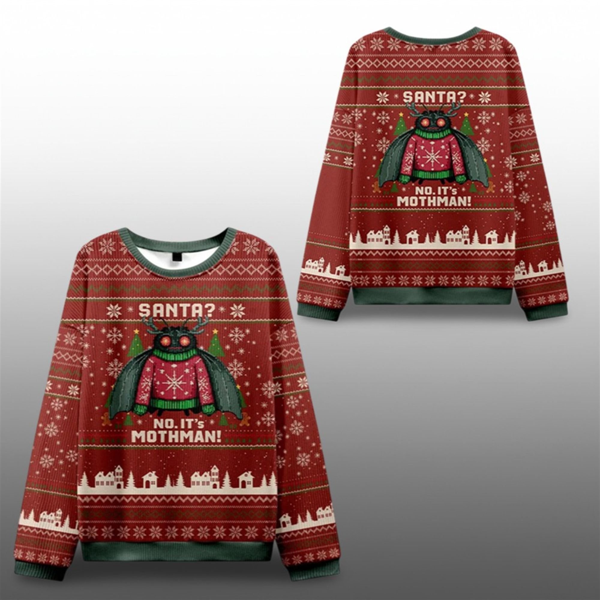 2025 Christmas Santa No It is Mothman Ugly Sweater - Grishko.com