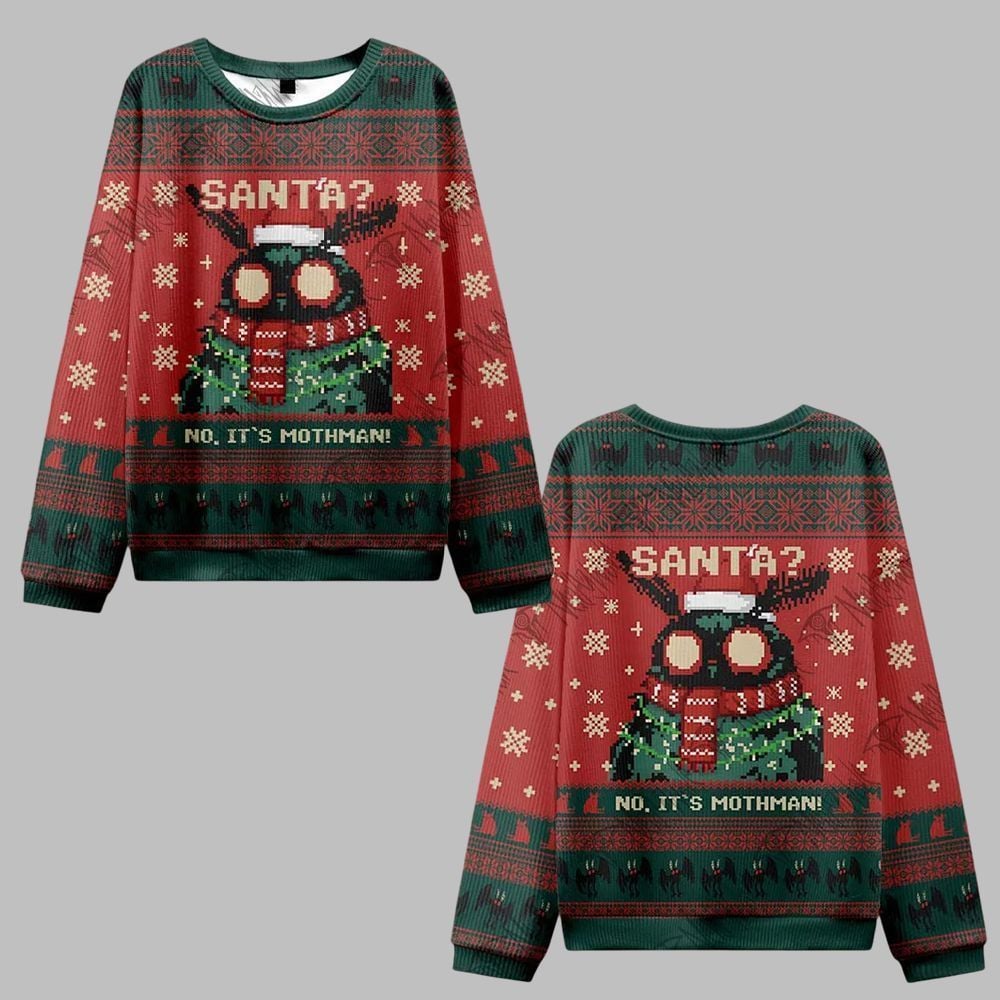 2025 Christmas Santa No It's Mothman Ugly Christmas Sweater - Grishko.com